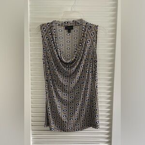 Worthington Black and White Draped Blouse